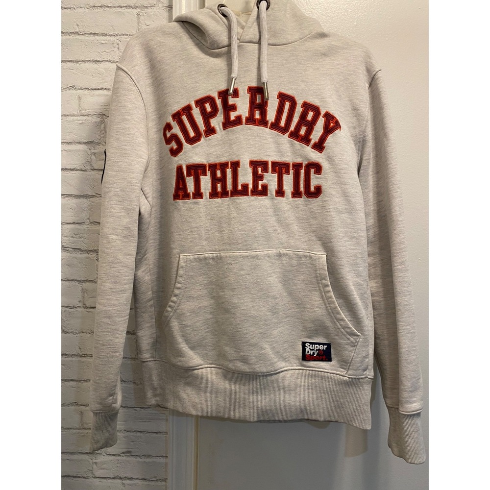 Superdry Sport Hoodie Sweater Men's Long Sleeve Pullover Athletic Light Grey L